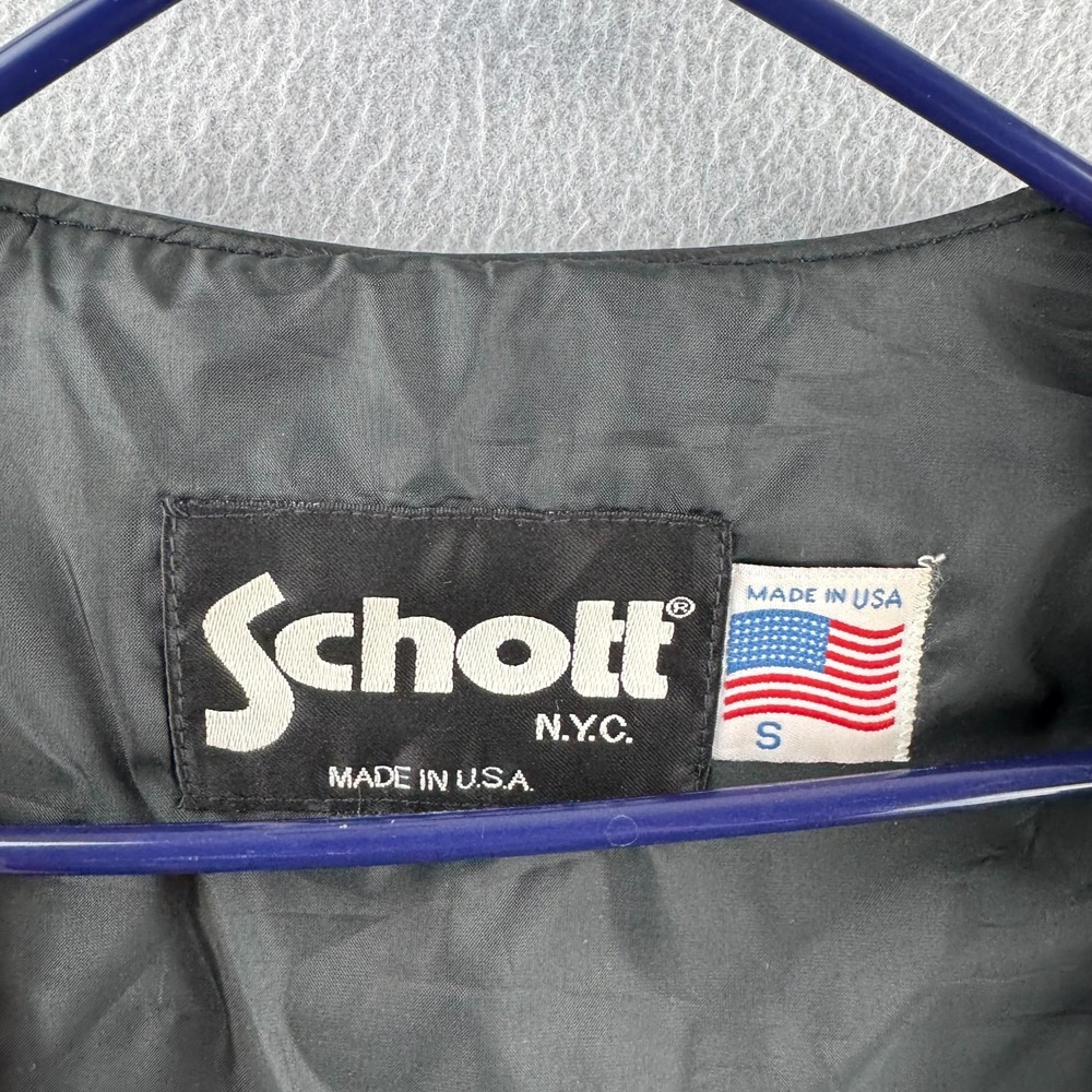 Vintage Schott Leather Vest Mens Small Black Biker Motorcycle Made in USA - Picture 8 of 13